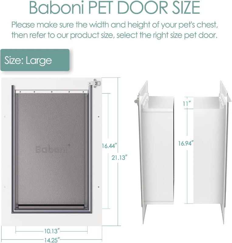 Photo 3 of (READ NOTES) Baboni Pet Door for Wall, Steel Frame and Telescoping Tunnel, Aluminum Lock, Double Flap Dog Door and Cat Door, Strong and Durable, Small, Medium, Large, X-Large