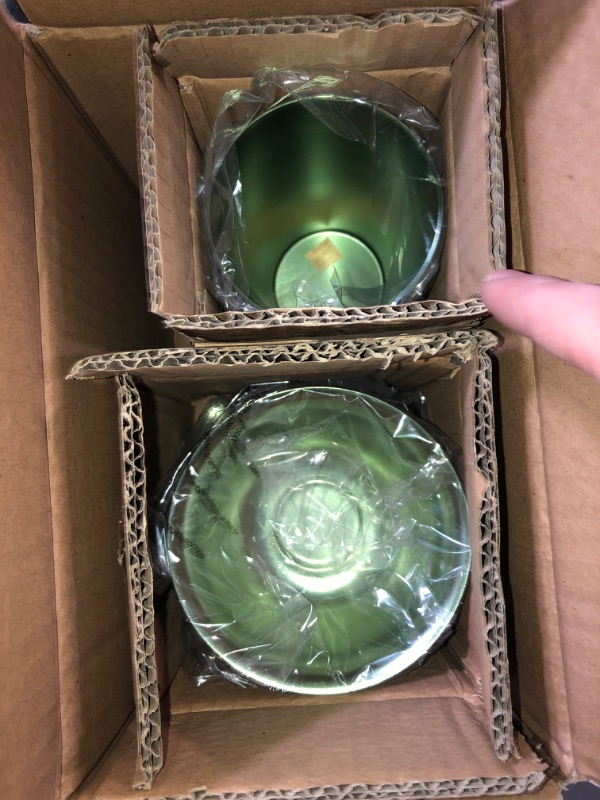 Photo 2 of (READ NOTES) Home-X Aluminum Bowls and Tumblers Set of 8, 4 Metal Serving Dishes and 4 12 Ounce Shatter Resistant Drinking Cups in Red, Green, Silver and Gold