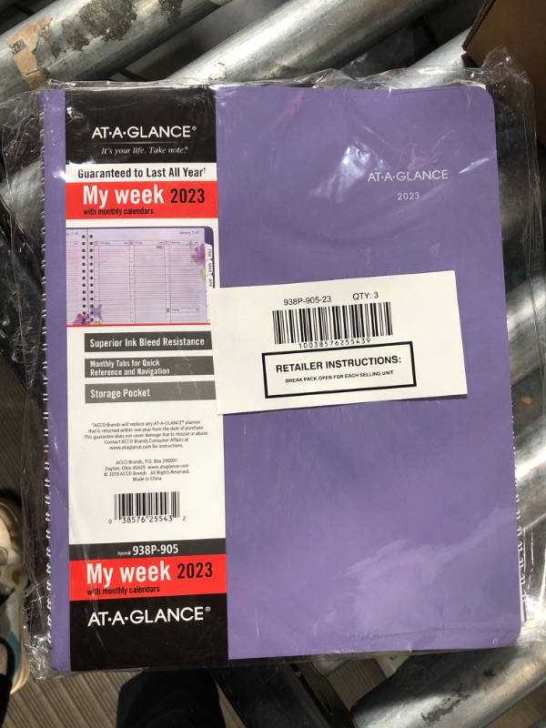 Photo 2 of (READ NOTES) AT-A-GLANCE 2023 Weekly & Monthly Planner, 8-1/2" x 11", Large, Beautiful Day, Lavender (938P-905) Beautiful Day 2023 Old Edition