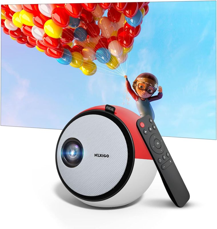 Photo 1 of (READ NOTES) NexiGo Mini Portable Projector, for Cartoon, Kids Gift, 80 ANSI Lumen, Movie Projector, Native 720P Compatible with Full HD 1080P, up to 4K, HDMI, USB Interfaces (Garnet)