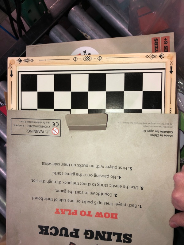 Photo 2 of (READ NOTES) Fast Sling Puck Game Large Size 22 x 11 in Sling Puck & Chess Game 2-in-1 Foldable Sling Football Game Set, Wooden Hocky Game - Excellent Gift Idea for Kids and Adults (Western Theme)