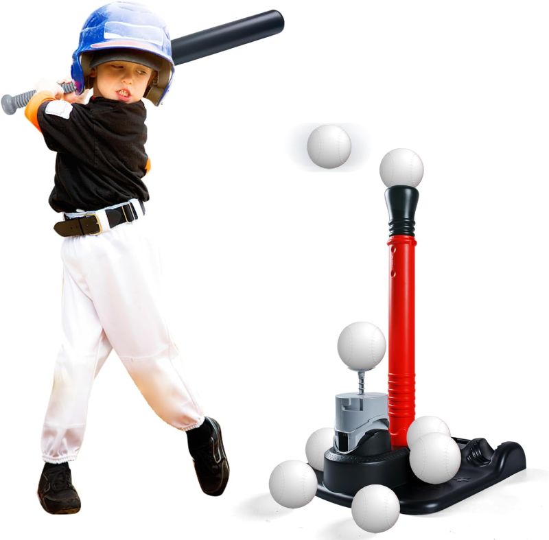 Photo 1 of (READ NOTES) MEIJIABA T Ball Sets for Kids 3-5, Tball Set for Kids 5-8, Tee Ball Set for Toddlers 1-3, Toddler Baseball Bat Set, Boys Outdoor Sports Pitching Launcher Machine Toys