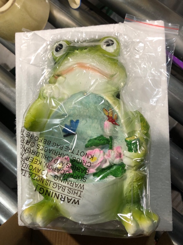 Photo 2 of *STOCK IMG AS REF* FROG WITH FLOWERS 6"