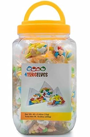 Photo 1 of 45 Pack Mini Hard Candies in Pyramid Shaped Bags, Individually Wrapped, Assorted Mini Hard Candies in Party Favor Bags [45x 0.42oz /12g] by 4YoreElves