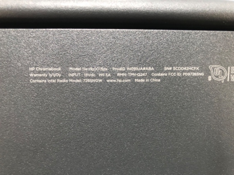 Photo 2 of *DOESN'T WORK** HP Chromebook - 11a-nb0013dx 32 GB eMMC Intel® Celeron® N3350 (1.1 GHz base frequency, up to 2.4 GHz burst frequency, 2 MB L2 cache, 2 cores)  11.6"