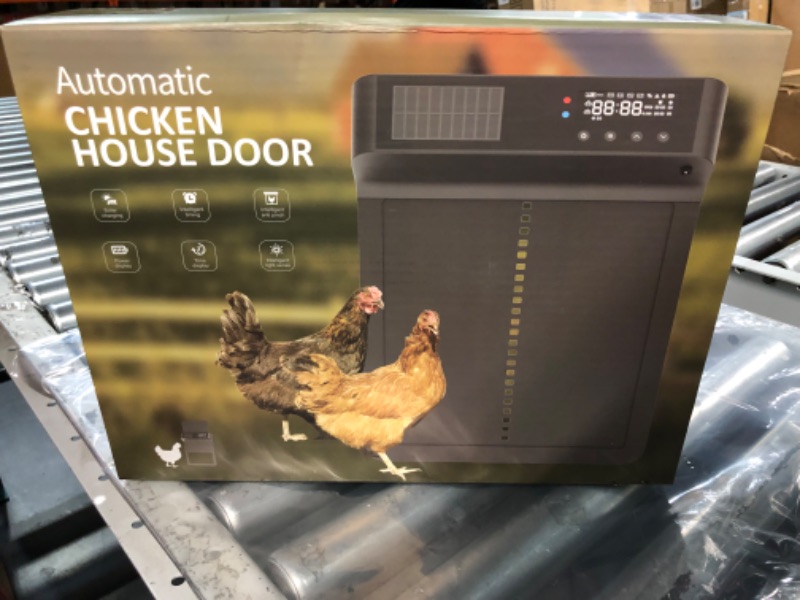 Photo 2 of *STOCK IMG AS REF*  Automatic Chicken Coop Door, Solar Powered Chicken Door with Timer & Light Sensor, 4 Modes Aluminum Chicken Coops Doors with Remote Control and LED Display