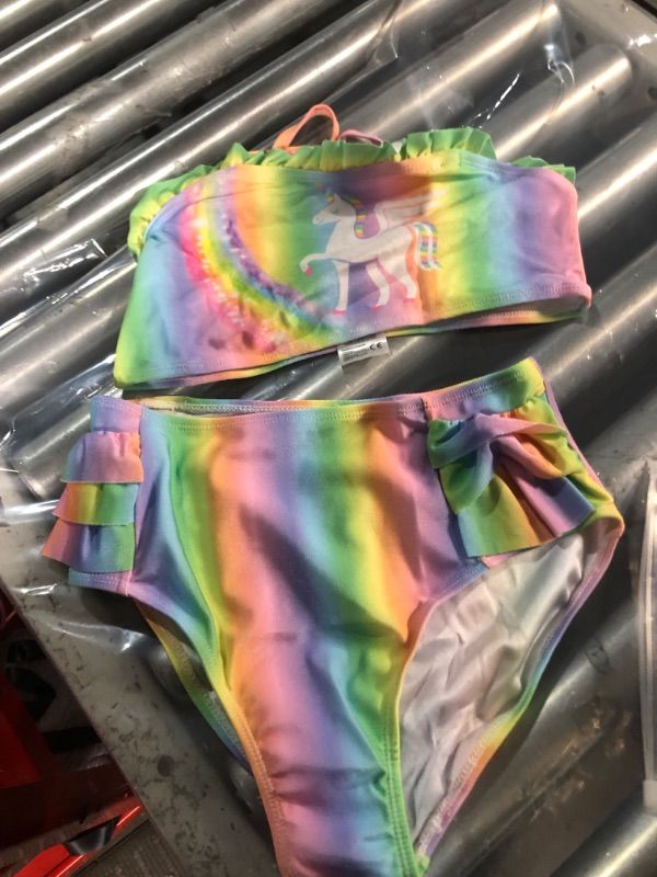 Photo 2 of RAINBOW UNICORN BATHING SUIT SZ 10