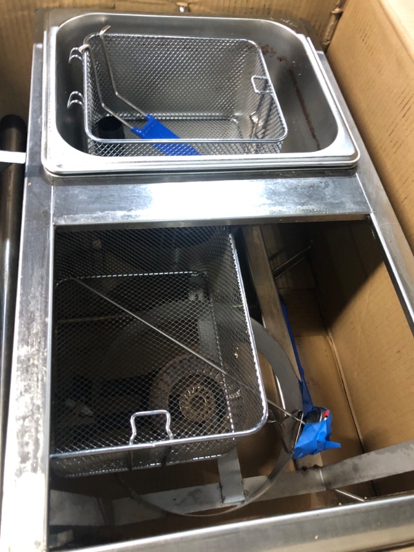 Photo 3 of KEEKR Two Tank Outdoor Deep Fryer | Commercial Deep Fryer Propane with 2 Stainless Steel Basket & Lid Covers | Large Oil Tank Capacity with Regulating Knobs