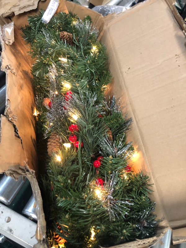 Photo 2 of (READ NOTES) National Tree Company Pre-Lit Artificial Christmas GarlandWhite Lights, 24 Inches Plug In Tree 