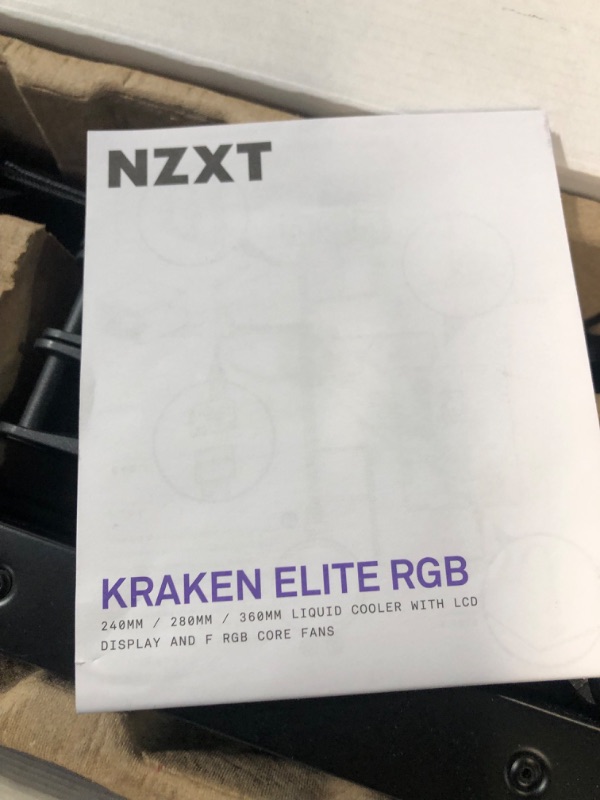 Photo 3 of NZXT Kraken Elite RGB 360 - RL-KR36E-B1 - 360mm AIO CPU Liquid Cooler - Customizable 2.36" LCD Display for GIFS, Images, Performance Metrics - High-Performance Pump - 3 x F120 RGB Core Fans - Black Kraken Elite RGB 360mm Radiator Black