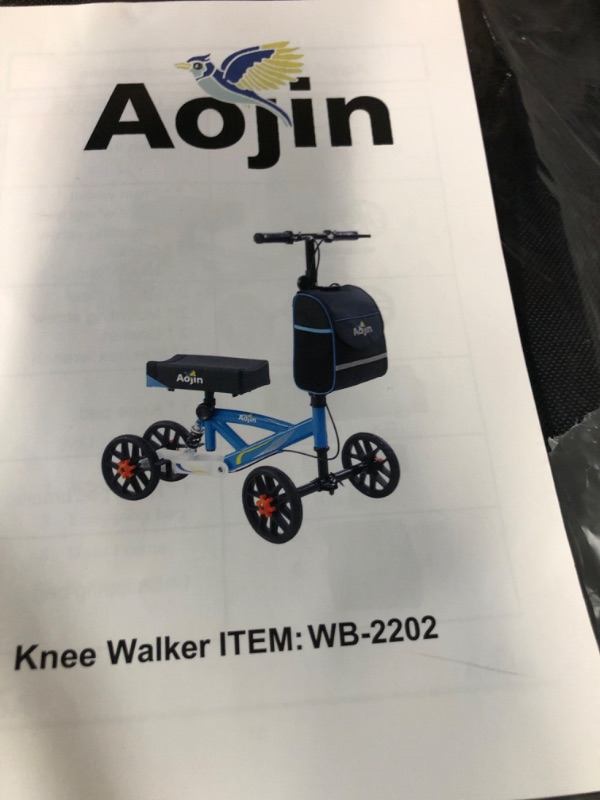 Photo 2 of Aojin Knee Scooter?Knee Scooter for Adult, Steerable Knee Walker Economical Knee Scooters for Foot Injuries Best Crutches Alternative Blue Bluek