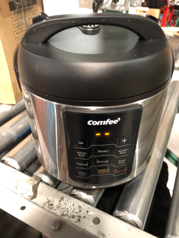 Photo 3 of COMFEE' Rice Cooker, 6-in-1 Stainless Steel Multi Cooker, Slow Cooker, Steamer, Saute, and Warmer, 2 QT, 8 Cups Cooked(4 Cups Uncooked), Brown Rice, Quinoa and Oatmeal, 6 One-Touch Programs 8-cup cooked/4-cup uncooked