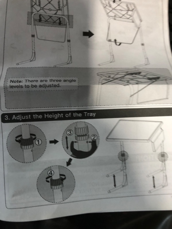 Photo 3 of [READ NOTES]
Totnz TV Tray Table, Folding TV Dinner Table Comfortable Folding Table with 3 Tilt Angle Adjustments (2 Pack) 2 Pack/Black