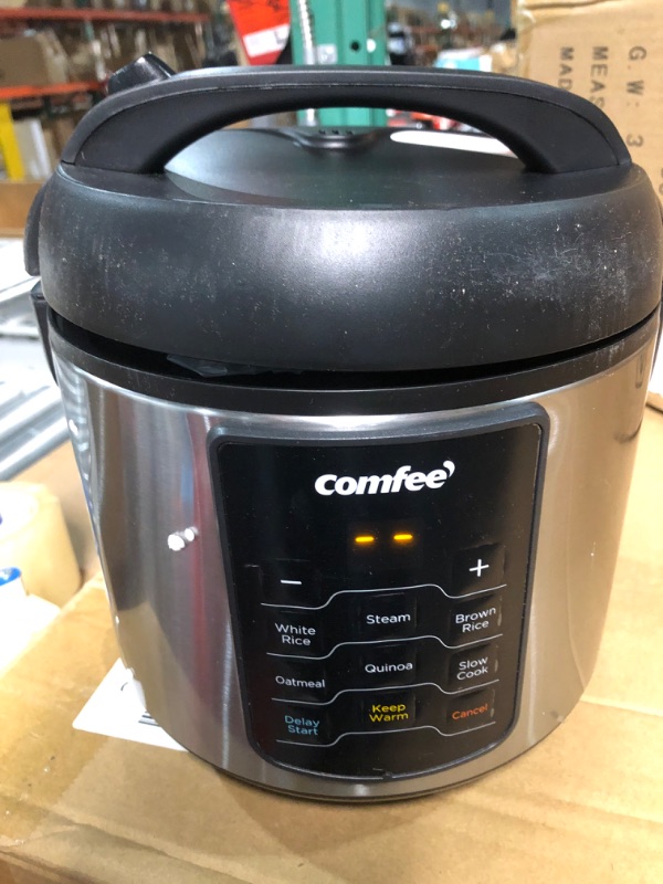 Photo 2 of COMFEE' Rice Cooker, 6-in-1 Stainless Steel Multi Cooker, Slow Cooker, Steamer, Saute, and Warmer, 2 QT, 8 Cups Cooked(4 Cups Uncooked), Brown Rice, Quinoa and Oatmeal, 6 One-Touch Programs 8-cup cooked/4-cup uncooked