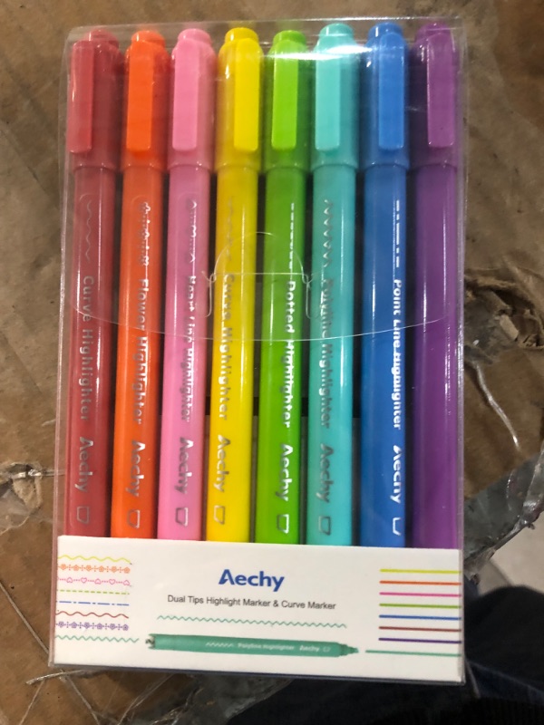 Photo 1 of AECHY 8PCS Curve Highlighter Pen Set 