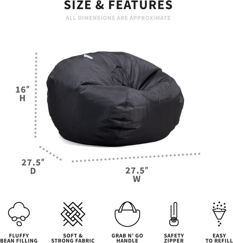 Photo 1 of **STOCK PHOTO FOR REFERENCE** Big Joe Classic Beanbag Smartmax, Stretch Limo Black & Milano Beanbag Chair Stretch Limo Black Smartmax