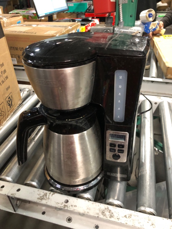 Photo 2 of ***VERY USED***BLACK+DECKER 12 Cup Thermal Programmable Coffee Maker with Brew Strength and VORTEX Technology, Black/Steel, CM2046S