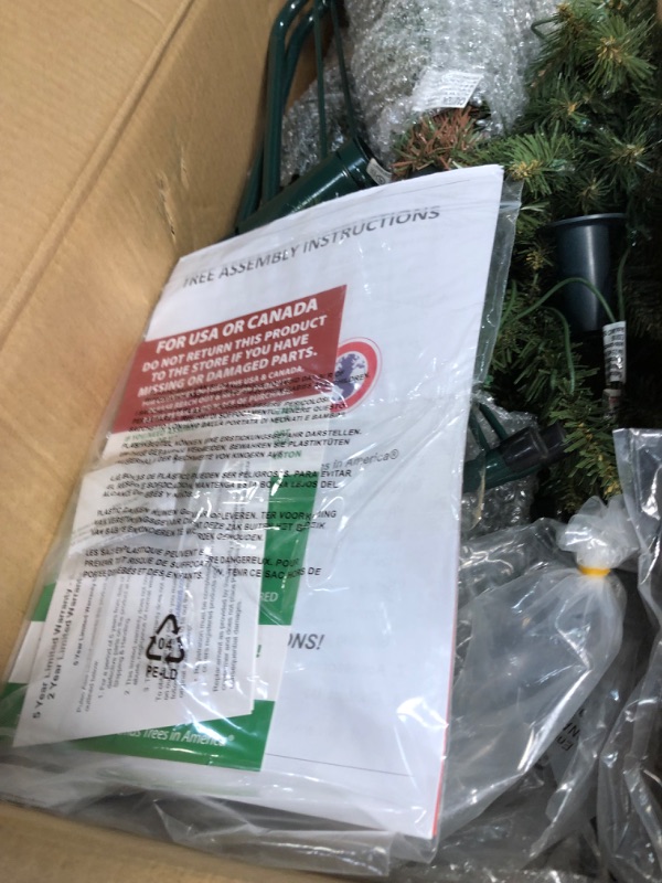 Photo 3 of ***READ NOTES***Puleo International 6.5 Foot Pre-Lit Slim Fraser Fir Artificial Christmas Tree with 350 UL Listed Clear Lights, Green 6.5' Slim Fraser Fir with 350 Clear Lights