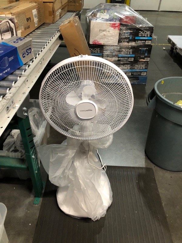 Photo 3 of **NO RETURN**Amazon Basics Oscillating Dual Blade Standing Pedestal Fan with Remote - Quiet DC Motor, 16-Inch