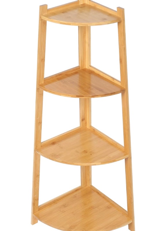 Photo 1 of *PHOTO REFERENCE*JTdiffer 5-Tier Corner Shelf, Industrial Bamboo Plant Stand, Small Bookcase Ladder Shelf for Home Office