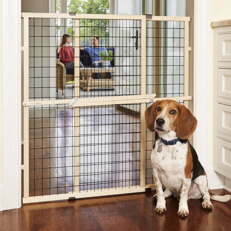 Photo 1 of MYPET North States Wire Mesh Dog Gate: 29.5-50" Wide. Pressure Mount. No tools needed. Made in USA. Dog Gate 31" Tall, Expandable, 