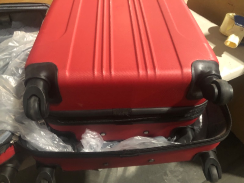 Photo 4 of **STOCK PHOTO FOR REFERENCE-SMALLER BAGS NOT INCLUDED** Travelers Club Chicago Hardside Expandable Spinner Luggage, Red, 3 Piece Set Red