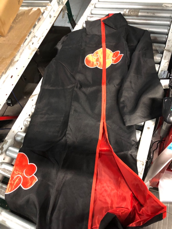 Photo 1 of Im.Create Anime Costume Red Clouds Cloak Black Long Capes Halloween Cosplay Costume For Men XL X-Large Black Stand Collar
