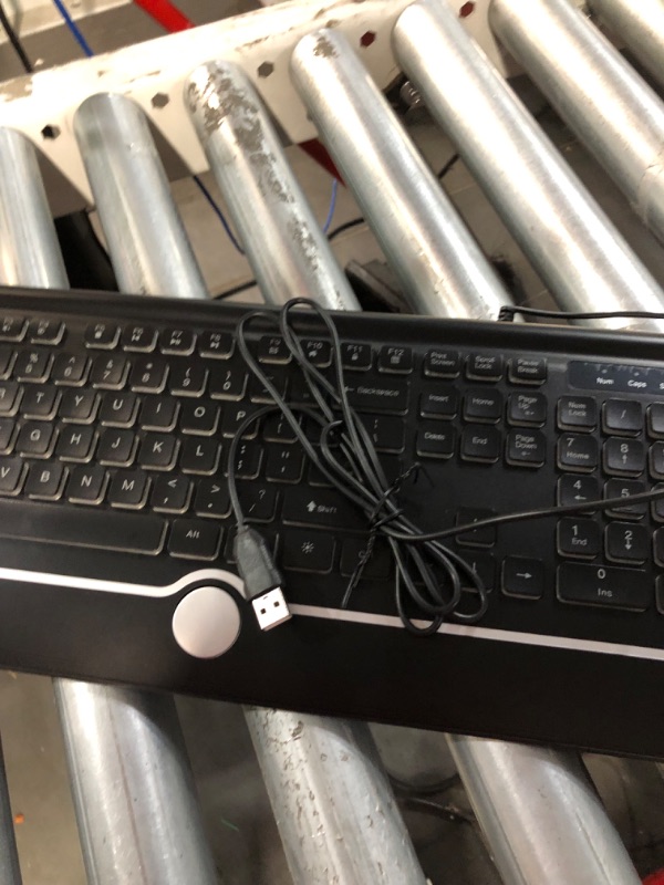 Photo 1 of Luzarriba Large Key Keyboard, Wired Computer Keyboard with Wrist Rest, 7-Color Backlit, USB Plug-and-Play