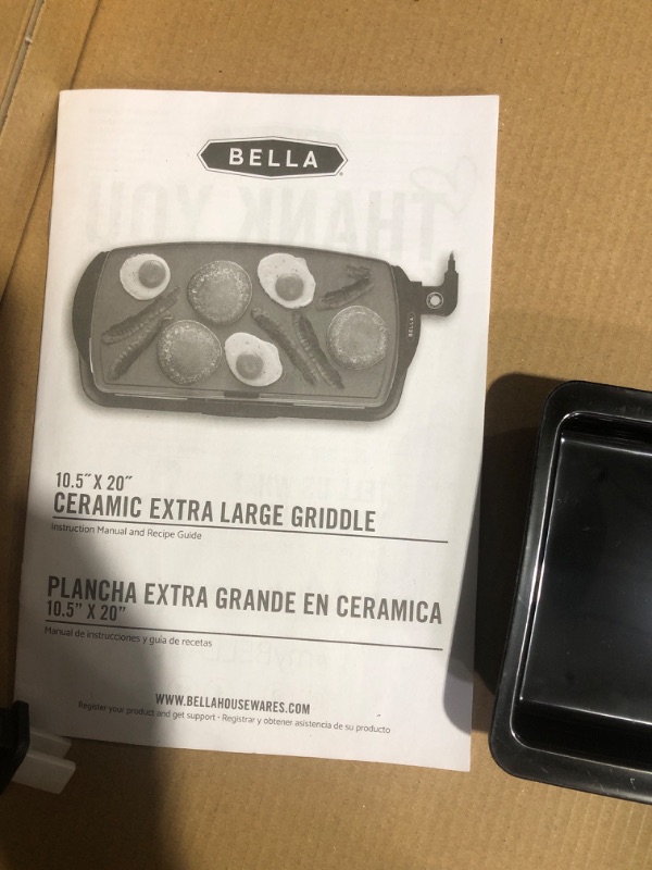 Photo 7 of * used * see all images * 
BELLA Electric Ceramic Titanium Griddle, Make 10 Eggs At Once, Healthy-Eco Non-stick Coating