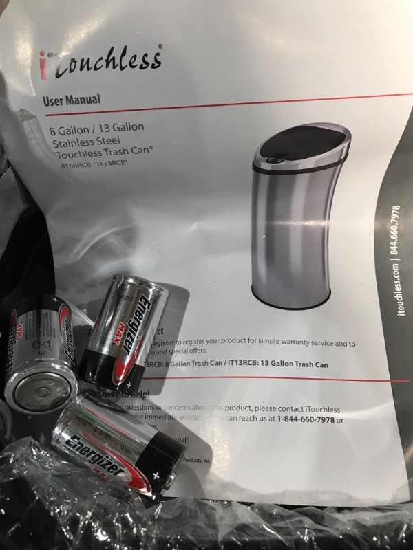 Photo 2 of **NON REFUNDABLE NO RETURNS SOLD AS IS**
**PARTS ONLY**
iTouchless 13 Gallon Platinum Edition Touchless Sensor Kitchen Trash Can with Odor Control 