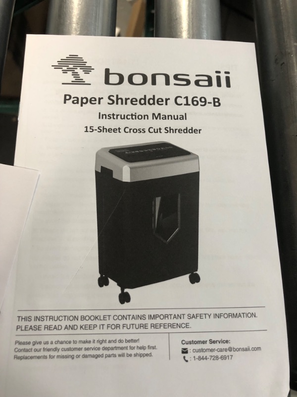 Photo 5 of **NONREFUNDABLE**FOR PARTS OR REPAIR**SEE NOTES**
Bonsaii 15-Sheet Office Paper Shredder, 40 Mins Heavy Duty Shredder for Home Office