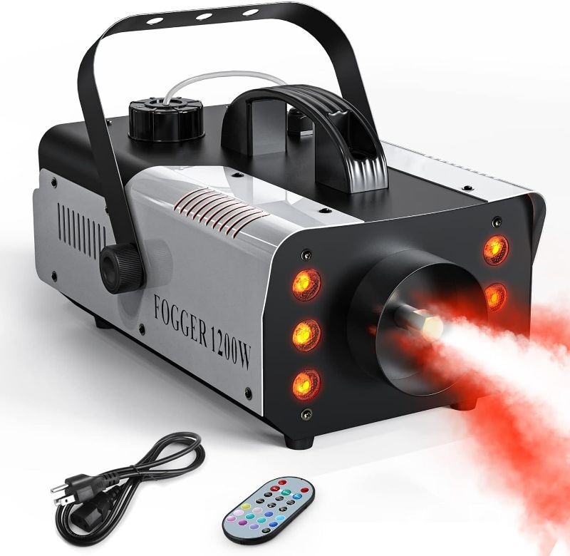 Photo 1 of DELIBANG Fog Machine, 1200W Smoke Machine with 6 LED Lights, Wireless Remote Control 