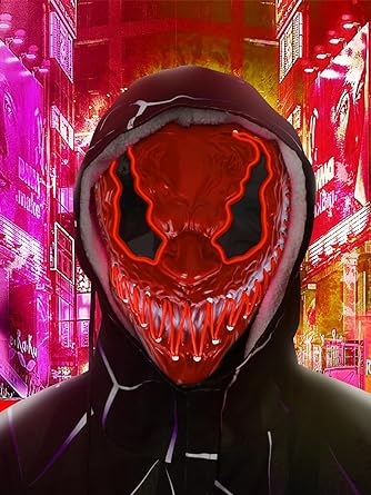 Photo 1 of EVAMOKE Halloween Costumes Adult Woman Scary Costumes Mask Led Face Mask Dark 