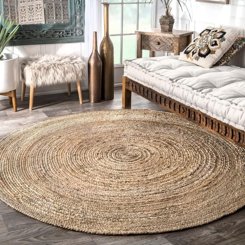 Photo 1 of  Hand Woven Farmhouse Jute Area Rug, 8' Round, Natural