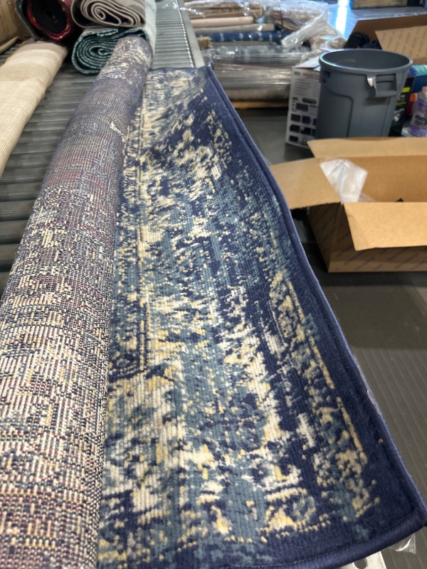 Photo 4 of ***USED - COVERED IN DOG HAIR***
Nourison Grafix Navy Blue 5'3" x 7'3" Persian Area Rug, Modern, Easy Cleaning, Navy Blue, Patterned