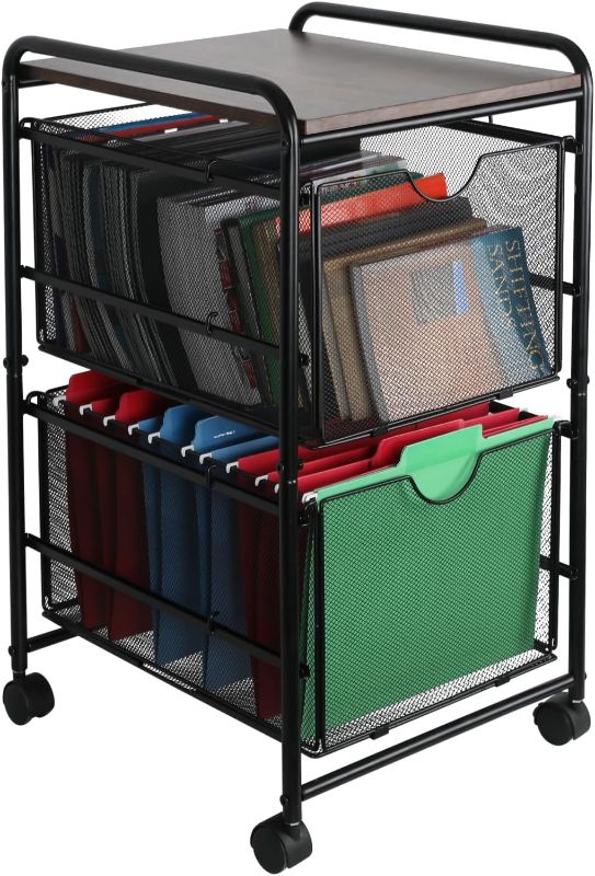 Photo 1 of EasyPAG Mesh File Storage Drawer Carts with 4 Swivel Casters Rolling Wheels Assemble Letter Size Filing Black