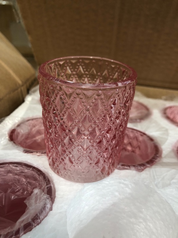 Photo 2 of SHMILMH Pink Votive Candle Holders 24PCS Bulk, Glass Tea Light Candle Holders for Wedding Table Centerpiece 