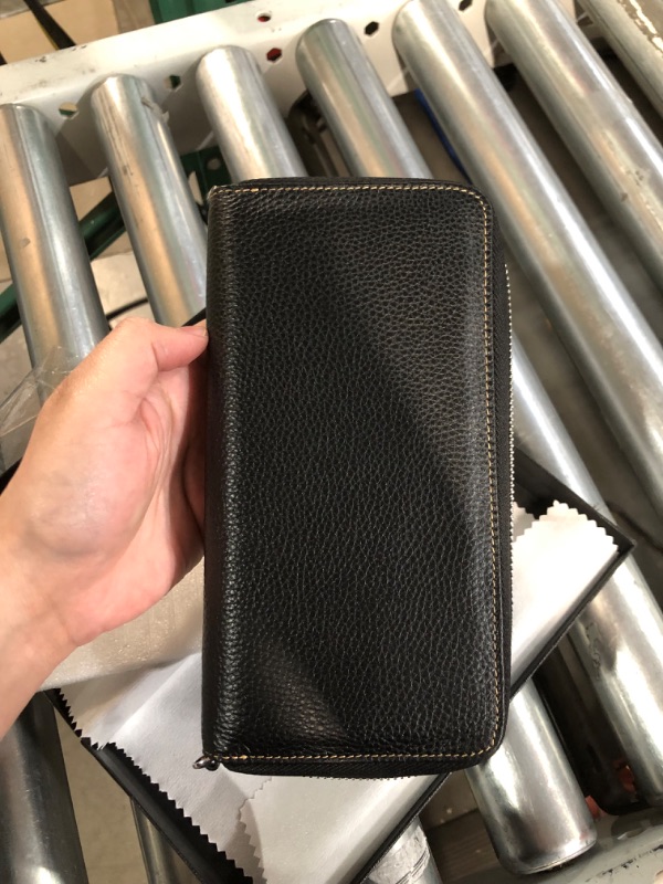 Photo 1 of Lavemi Women's RFID Blocking 100% Leather Large Capacity Zip Around Wallet Phone Holder Clutch Travel Purse Wristlet 1- Black