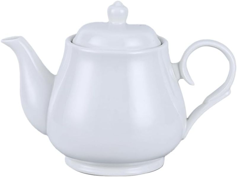 Photo 1 of 123Arts Porcelain Teapot, Tea Pot, Pure White Teapot, Tea Pot for Home Office, 33 Oz