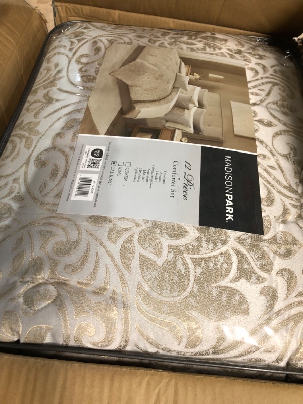 Photo 2 of **BRAND NEW** Madison Park Emilia Bed in a Bag Comforter Set  Cal King Khaki/Gold 