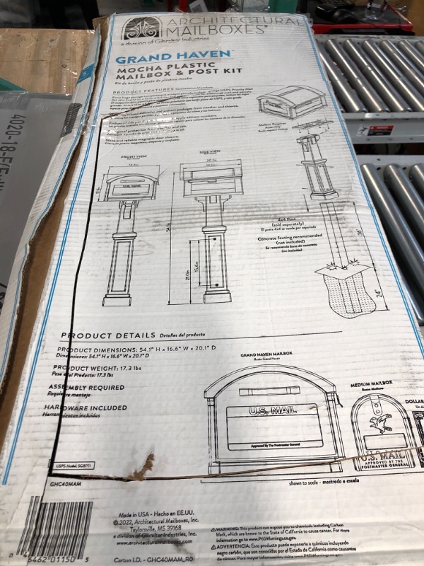Photo 2 of ***USED - LIKELY MISSING PARTS***
ARCHITECTURAL MAILBOXES Grand Haven Plastic, Mailbox and Post Kit, Mocha