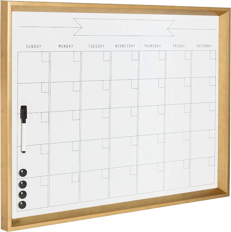 Photo 1 of DesignOvation Calter Modern Framed Magnetic Dry Erase Monthly Calendar, Gold