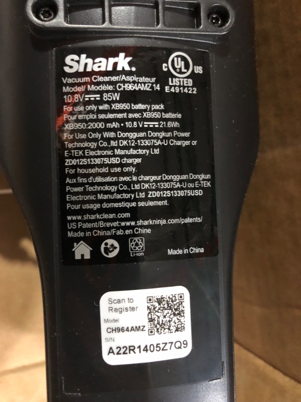 Photo 5 of **PARTS ONLY**
Shark CH964AMZ 2-in-1 Cordless & Handheld Vacuum Ultracyclone System, Ultra-Lightweight and Portable Blue .52 Qt 