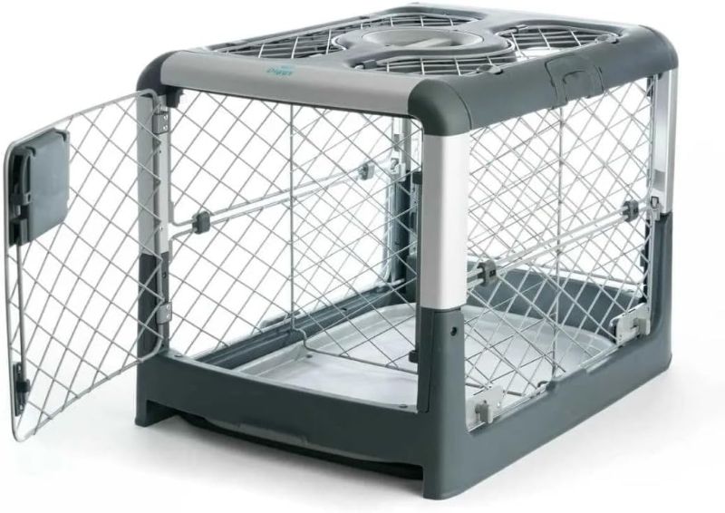 Photo 1 of ***DAMAGED - DOOR BROKEN - NOT FUNCTIONAL***
Diggs Revol Dog Crate (Collapsible, Portable Travel Dog Crate, Dog Kennel) for Medium Dogs and Puppies (Grey)