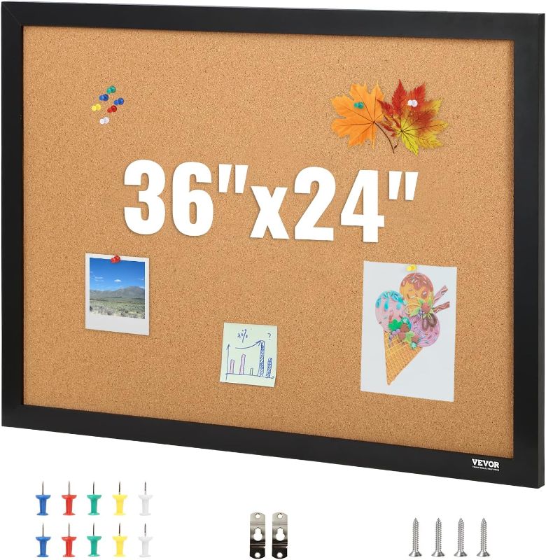 Photo 1 of Cork Board for Office, 36'' x 24'' Bulletin Board for Wall, Vision Board Push Pin Board with Framed for Office Home 