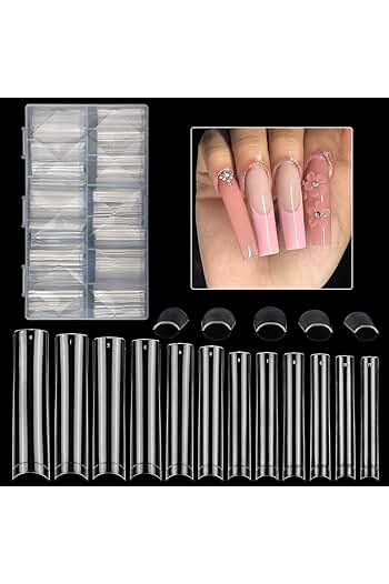 Photo 1 of 504Pcs Clear No C Curve Nail Tips for Acrylic Nail