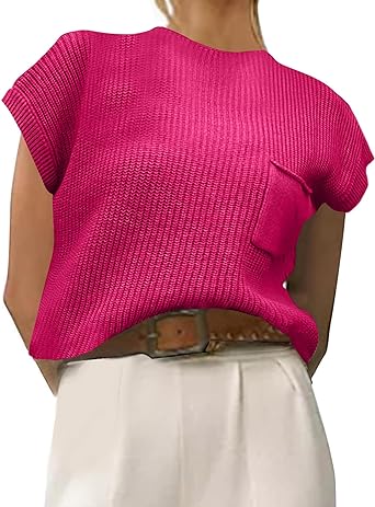 Photo 1 of **SIMILAR TO STOCK PHOTO**
PINK-SHEWIN Womens  Crewneck Batwing Sleeve Off Shoulder Crochet Knit Top M Rose 