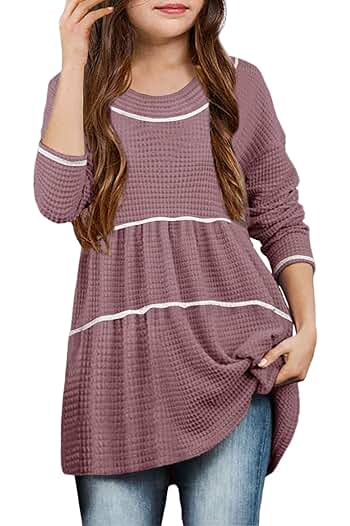 Photo 1 of Girls Crew Neck Waffle Knit Tunic Tops Long L