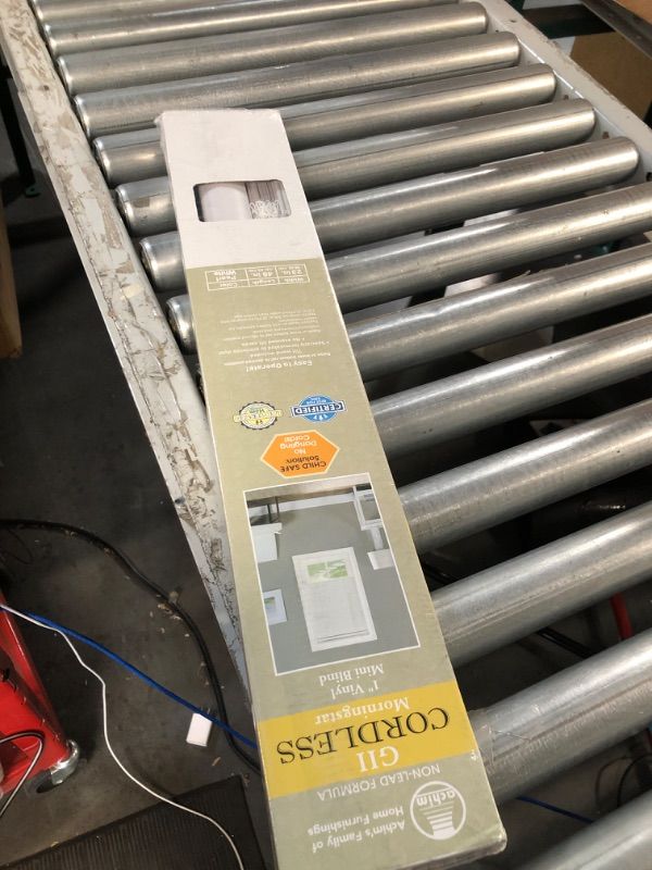 Photo 1 of Cordless Light Filtering Mini Blind - 23 Inch Length, 48 Inch Height, 1" Slat Size - Pearl White - Cordless GII Morningstar Horizontal Windows Blinds for Interior by Achim Home Decor 23 x 48 in White