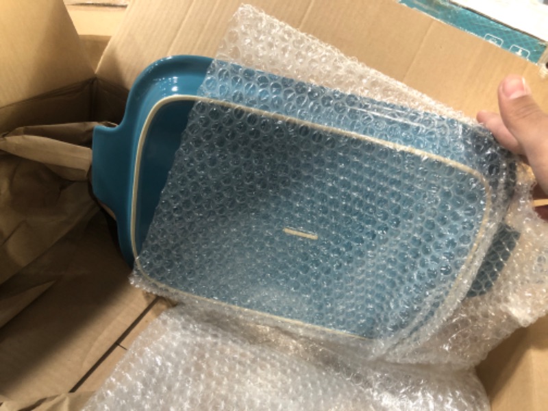 Photo 2 of ***LID ONLY - FOR PARTS - NONREFUNDABLE***
Le Creuset Stoneware Rectangular Dish with Platter Lid, 14 3/4" X 9", Deep Teal